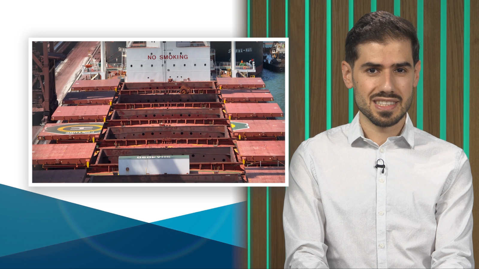 Filipe Gouveia of BIMCO with image of a dry bulk ship