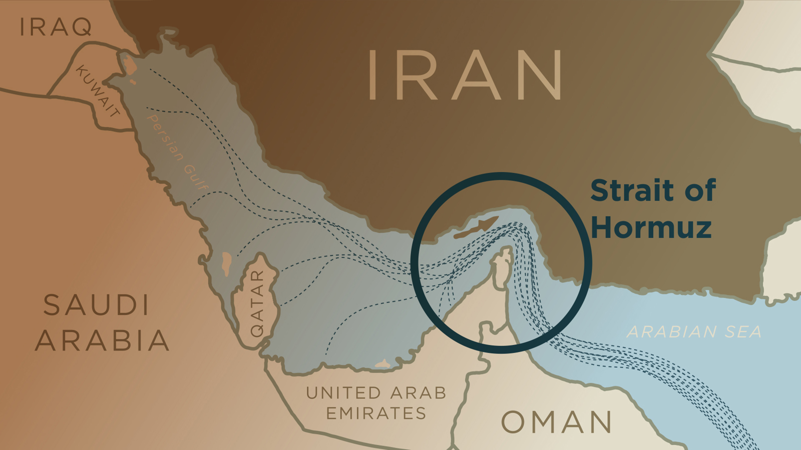 map showing the Strait of Hormuz
