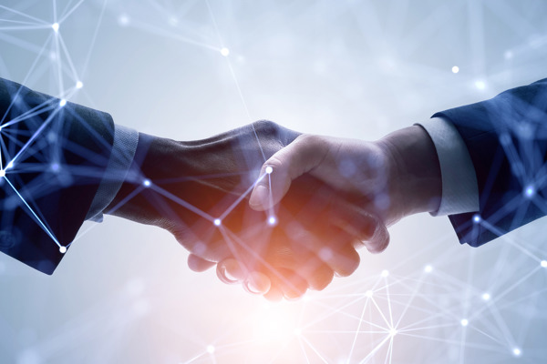 A handshake between two people