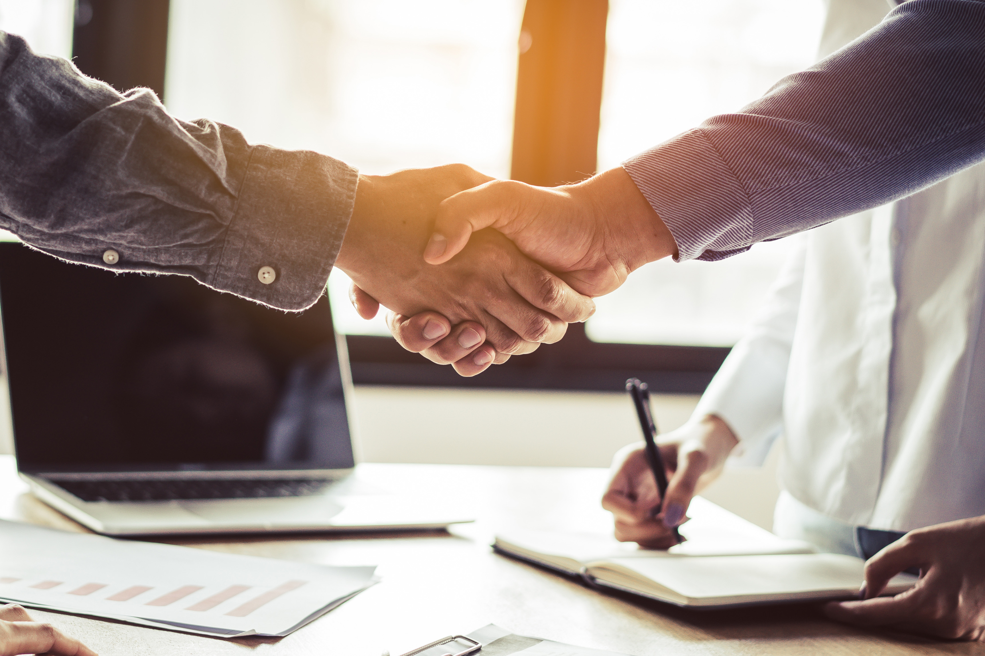 A handshake between two people