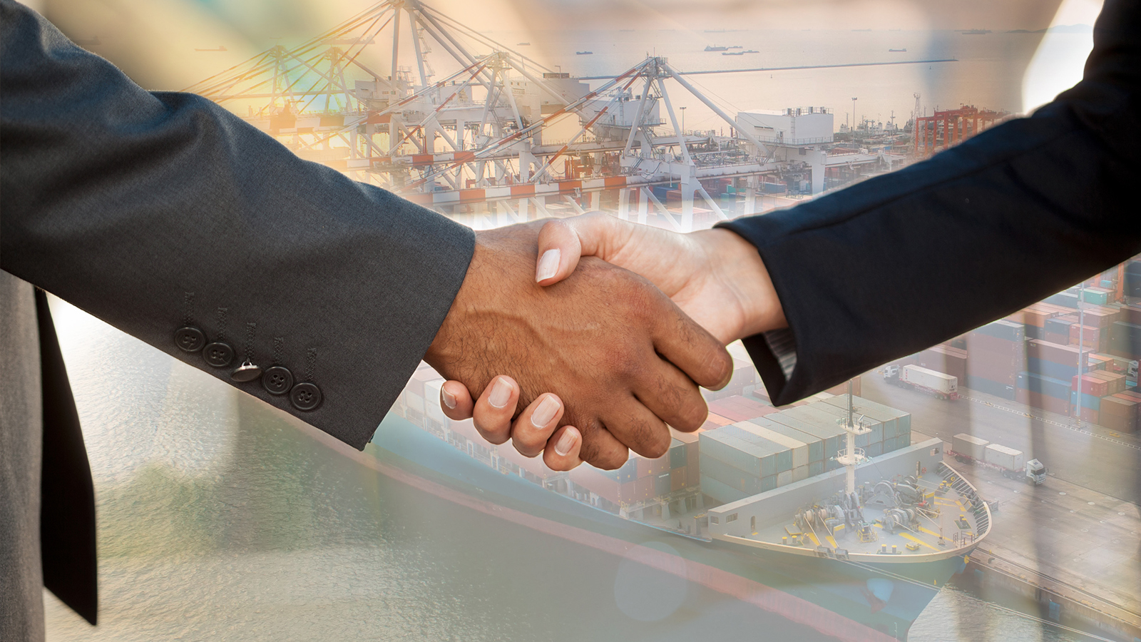 Handshake superimposed on vessel