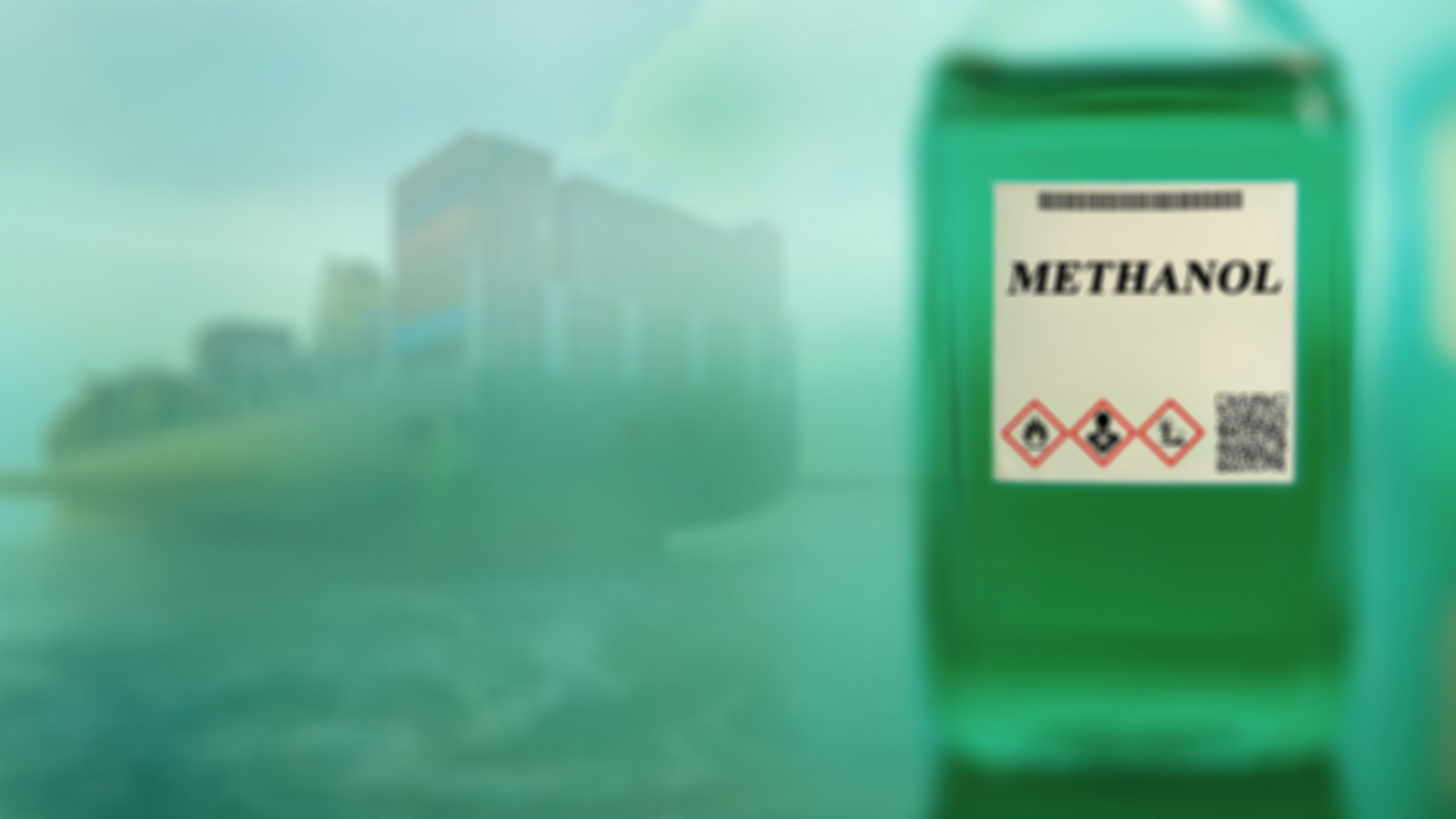 Methanol fuel superimposed over vessel