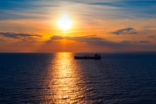 Ship at sunset