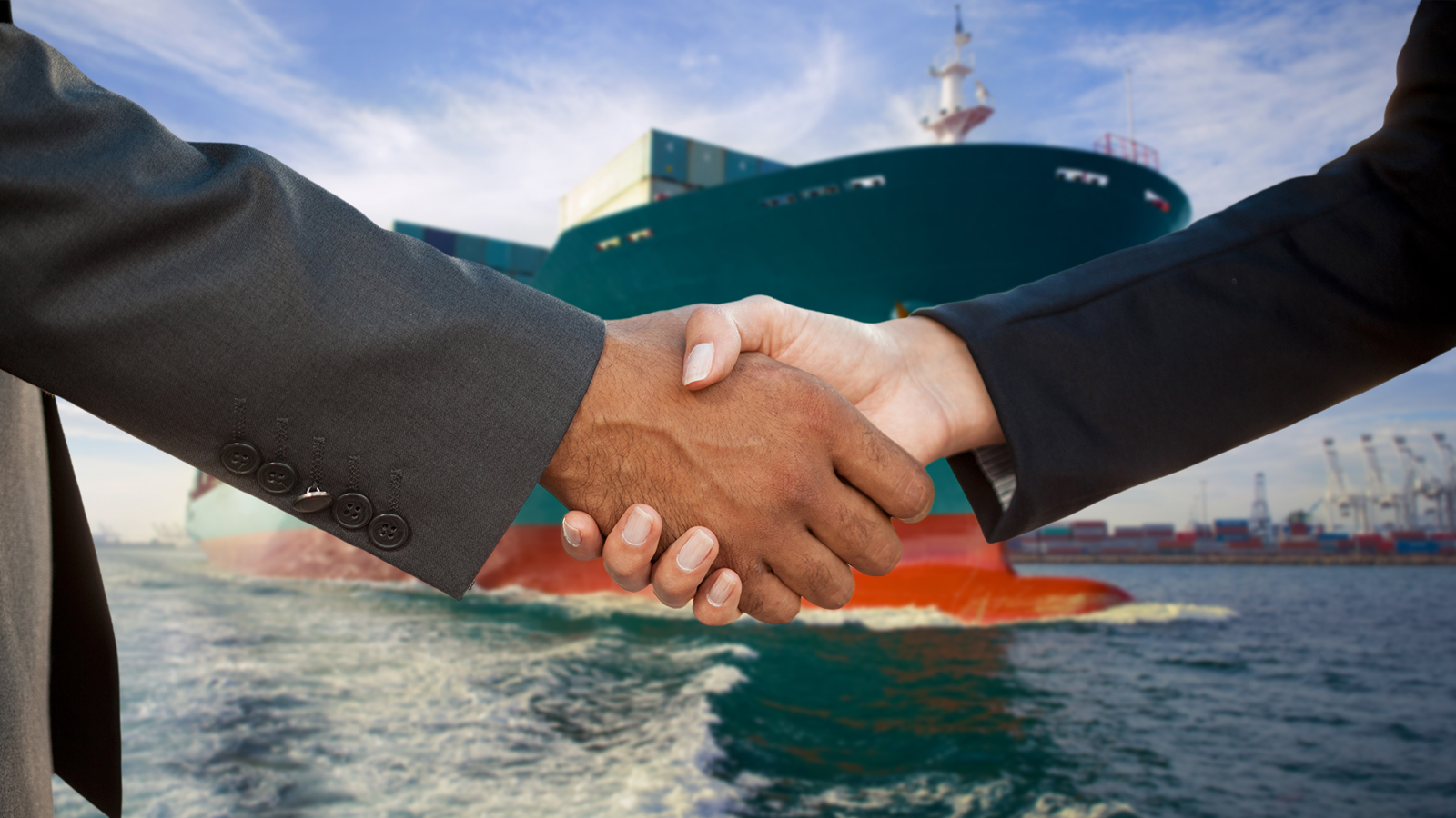 Handshake superimposed on vessel